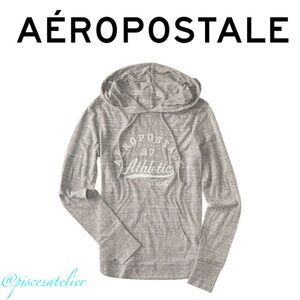 Aéropostale Long Sleeve Athletics Hooded Tee in Light Gray, Women’s Size X-Small